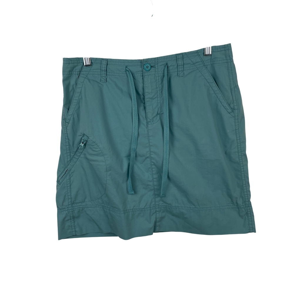 Eddie Bauer Travex Women Teal Blue Skirt Size 8 Drawstring Zipper Pockets